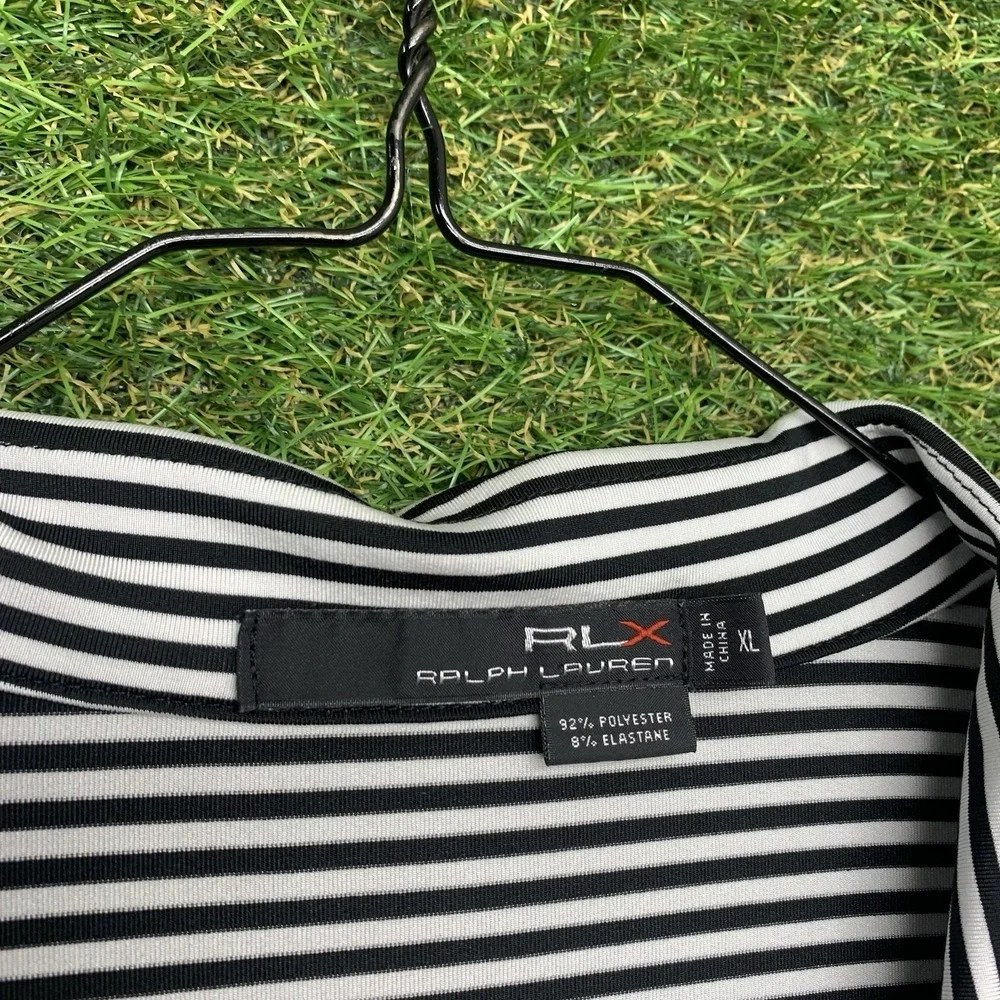 RLX Ralph Lauren Golf Polo Shirt Mens XL Black Striped Athletic Sportswear Sport